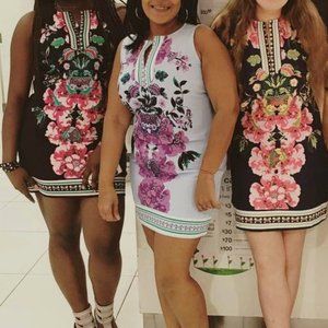 NY&CO. Black Sleeveless Flower Print Mini Dress